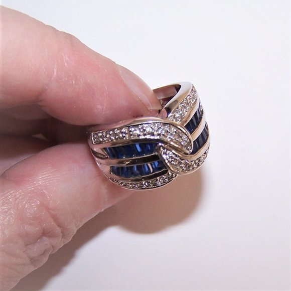 DBJ Dee Berkley Sterling Silver 1.25CT TW Blue Cubic Zirconia Ring - Sz 6.75 - Picture 4 of 8